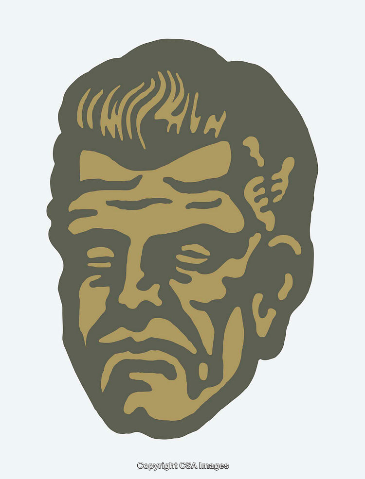 Abstract Colorful Minimalist Line Art of a Face with Neutral Expression