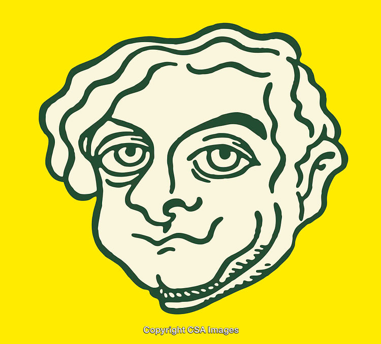 Stylized Color Line Art Portrait With Bold Yellow Background