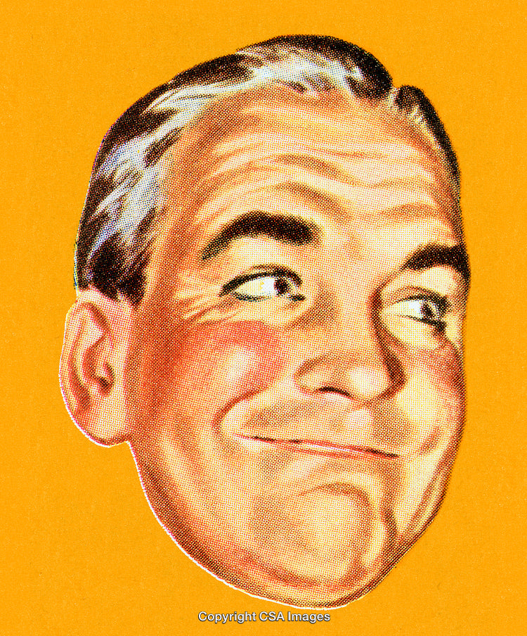 Retro Style Smiling Man's Portrait in Vintage Illustration Art Design