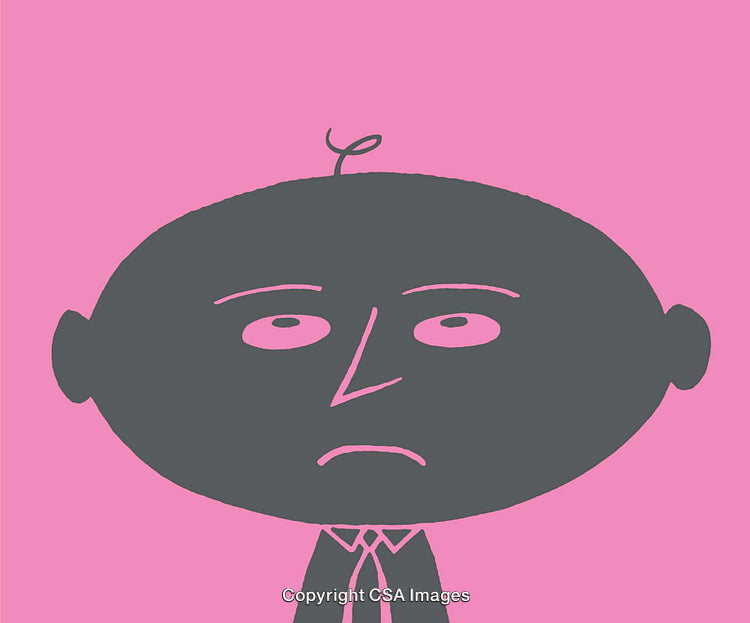 Abstract Illustration of a Pensive Face on a Bold Pink Background
