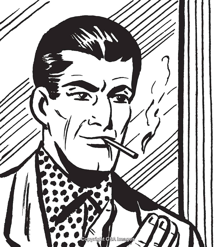 Retro Comic Style Illustration of a Smoking Character in Dramatic Pose