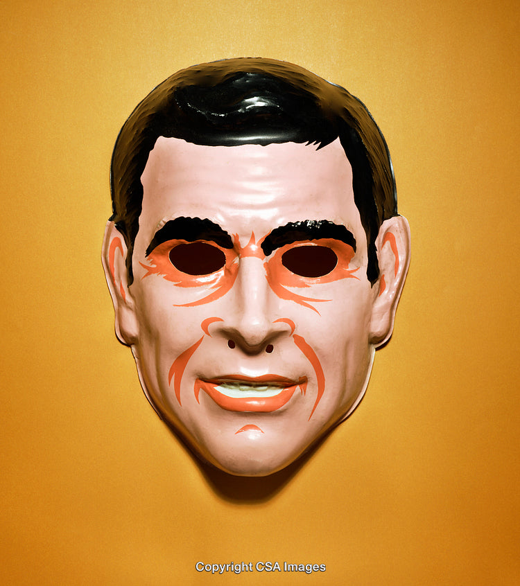 Realistic Plastic Mask of a Man with Bold Expressive Features