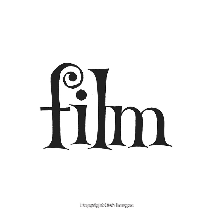 Stylized Artistic Black Typeface Design of the Word Film on a White Background