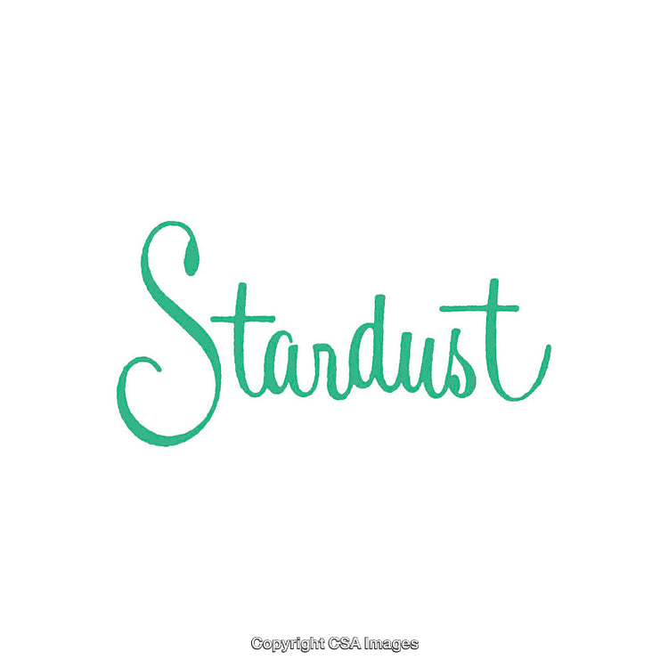 Elegant Hand-Lettered 'Stardust' Text in a Vibrant Teal Color Scheme