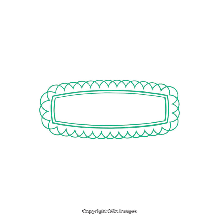 Green Ornamental Frame Illustration with Scalloped Borders on White Background