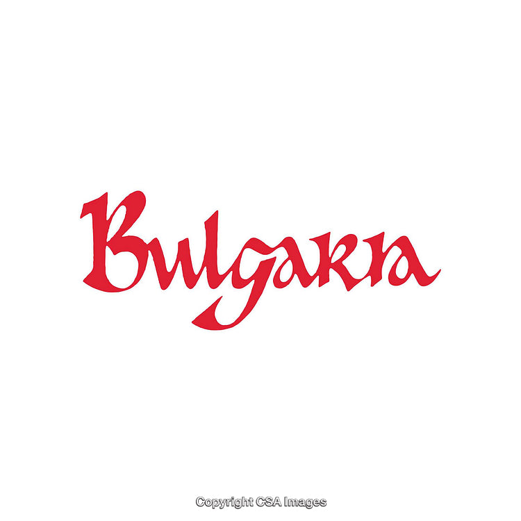 Stylized Artistic Red Typography Depicting the Word Bulgaria on White Background