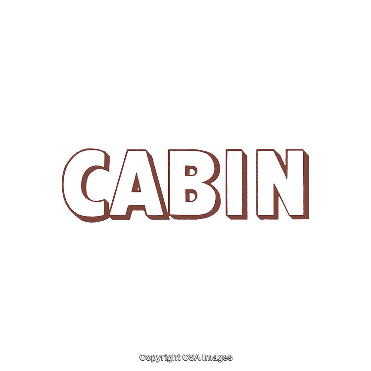 Stylized Brown Text Depicting the Word 'Cabin' on White Background