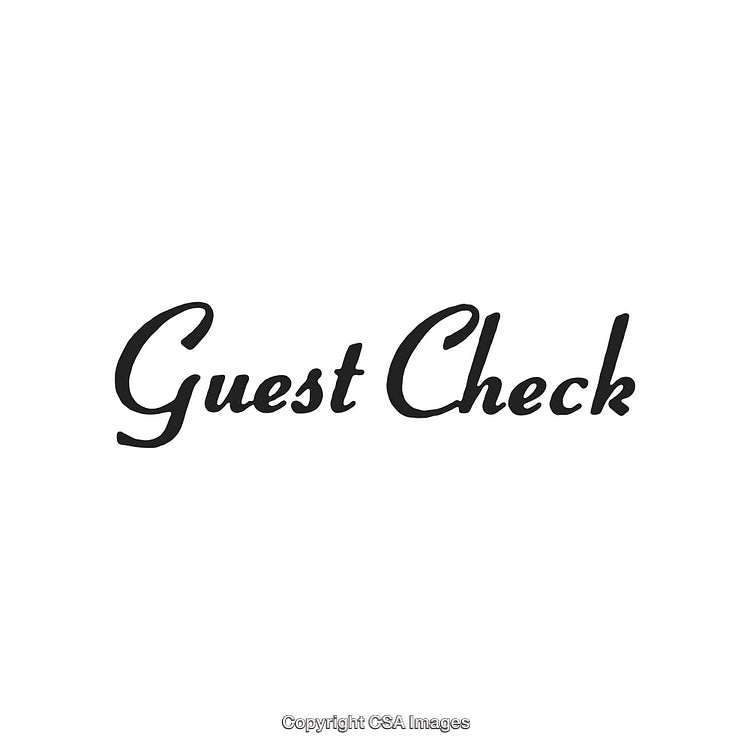 Stylized Text Featuring 'Guest Check' in Calligraphic Typeface on White Background