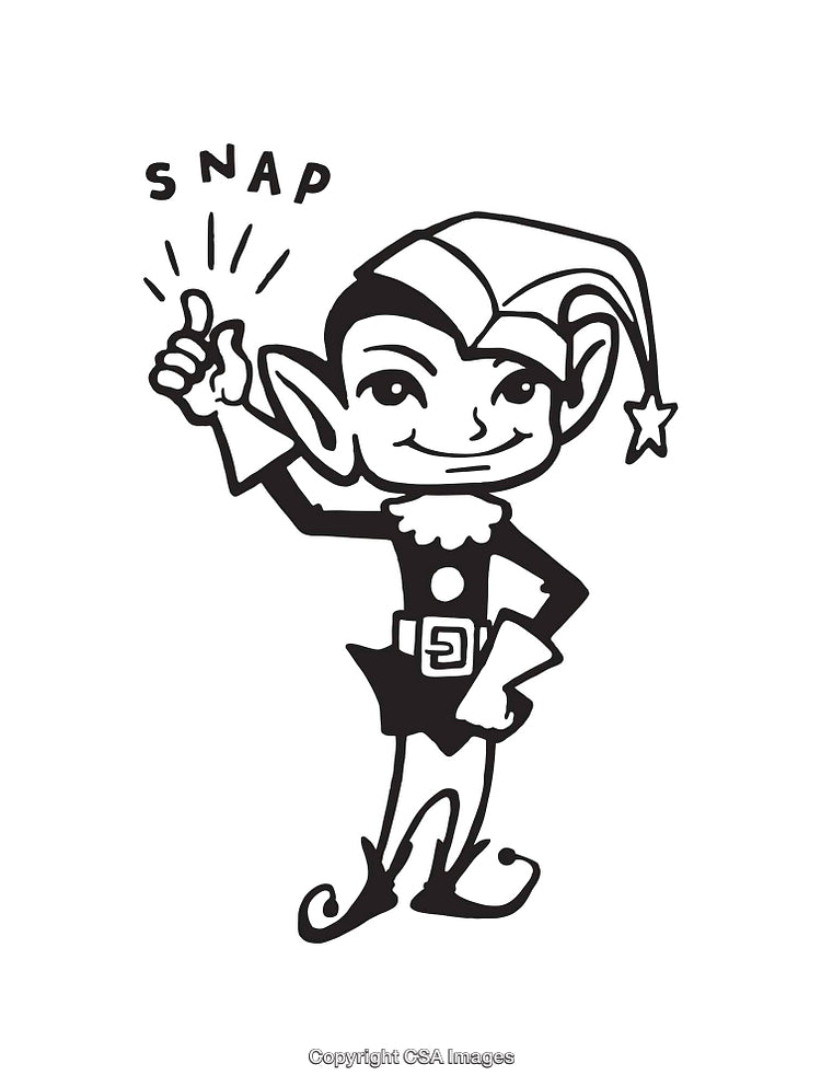 Hand-Drawn Line Art Illustration of a Cheerful Elf Giving a Thumbs-Up