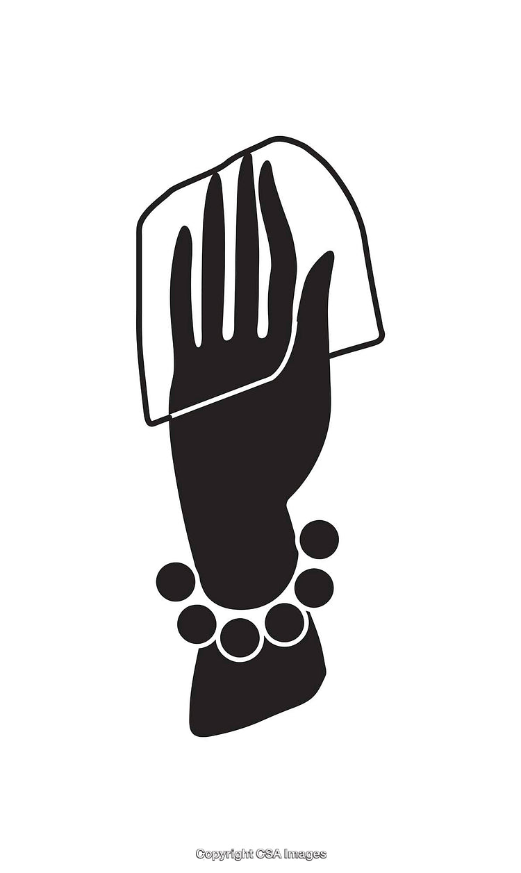 Black and White Icon of a Hand Holding a Wiping Cloth