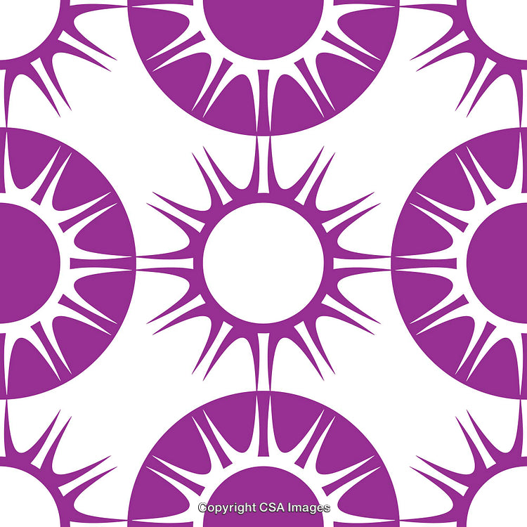 Purple Circular Pattern with Radiating Elements on a White Background