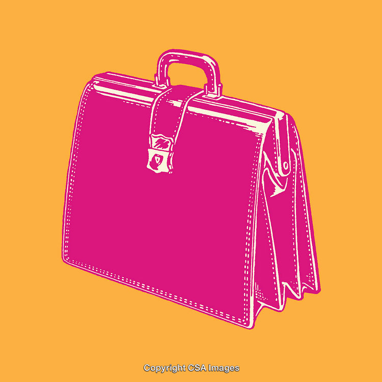 Modern Pop Art Color Line Illustration of a Retro Style Briefcase