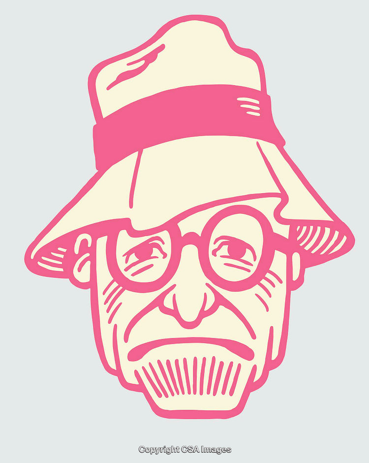 Cartoon Illustration of a Character Wearing a Bucket Hat and Glasses