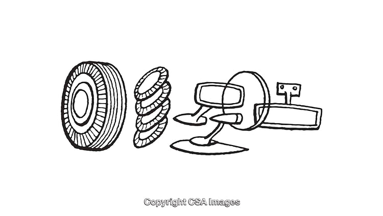 Black and White Line Art Parts of a Fancy Aircraft
