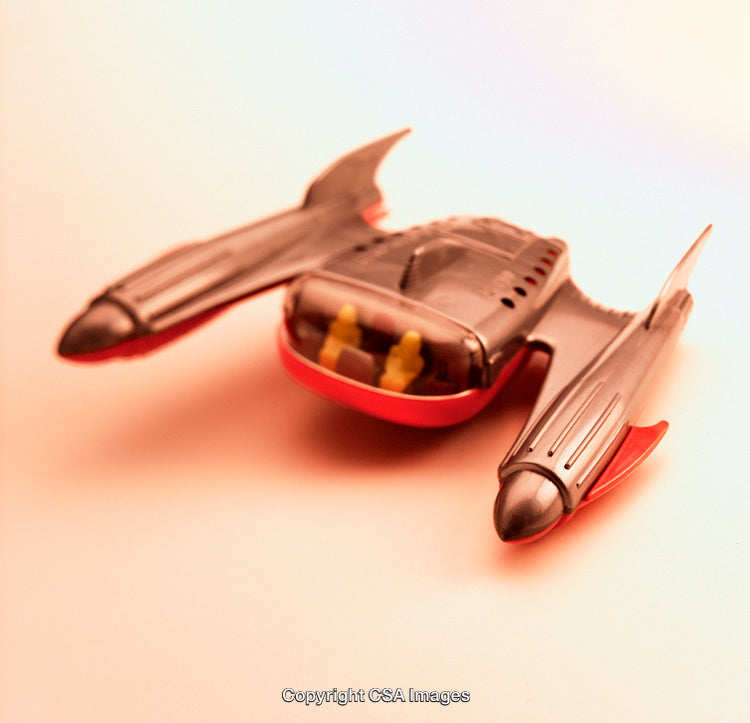 Retro Toy Spaceship with Vintage Design and Futuristic Aesthetics