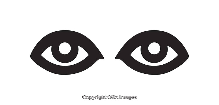 Simple Black and White Vector Icons of Eyes Representing Vision