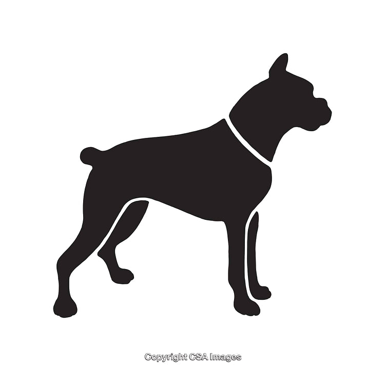 Black And White Silhouette of a Dog Standing in Profile