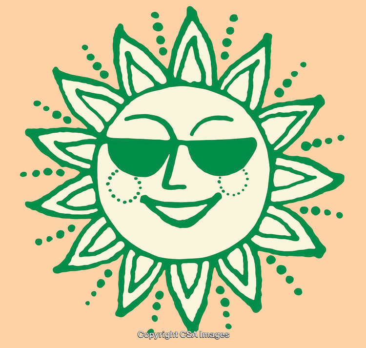 Smiling Sun Illustration with Sunglasses in Vibrant Colors