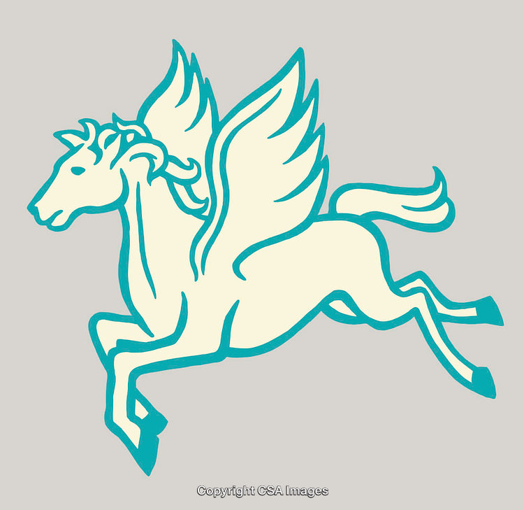 Colorful Line Art of a Majestic Pegasus with Wings in Flight