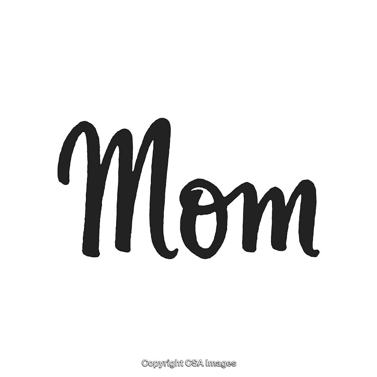 Elegant Hand-Drawn Typography Featuring the Word 'Mom' with Brush Script Style