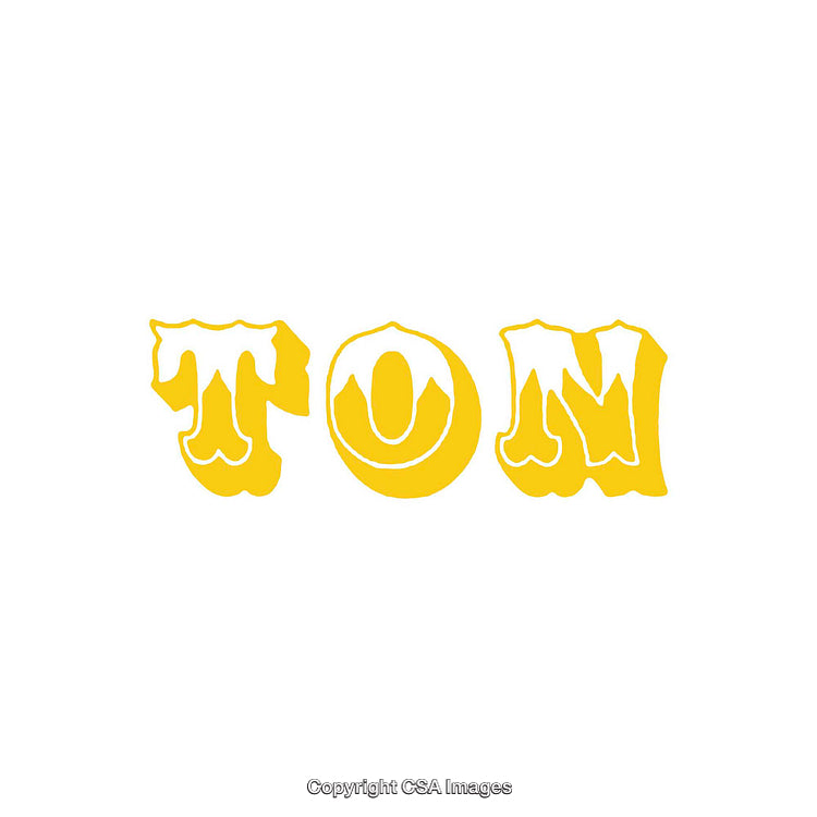 Yellow Text Typography on White Background in Decorative Font Style