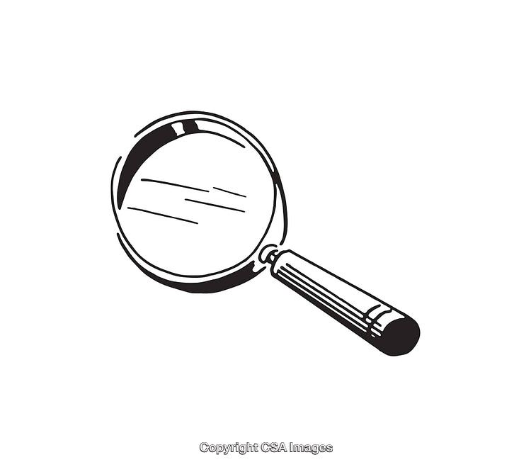 Black and White Line Art Illustration of a Magnifying Glass