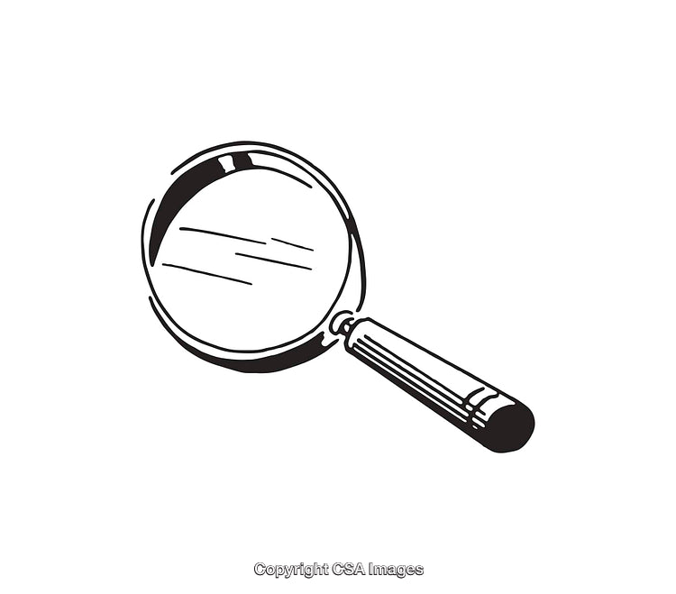 Black and White Line Art Illustration of a Magnifying Glass