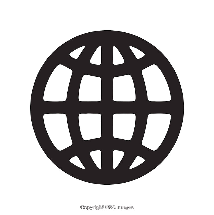 Black and White Globe Icon Representing Global Connectivity and Worldwide Access