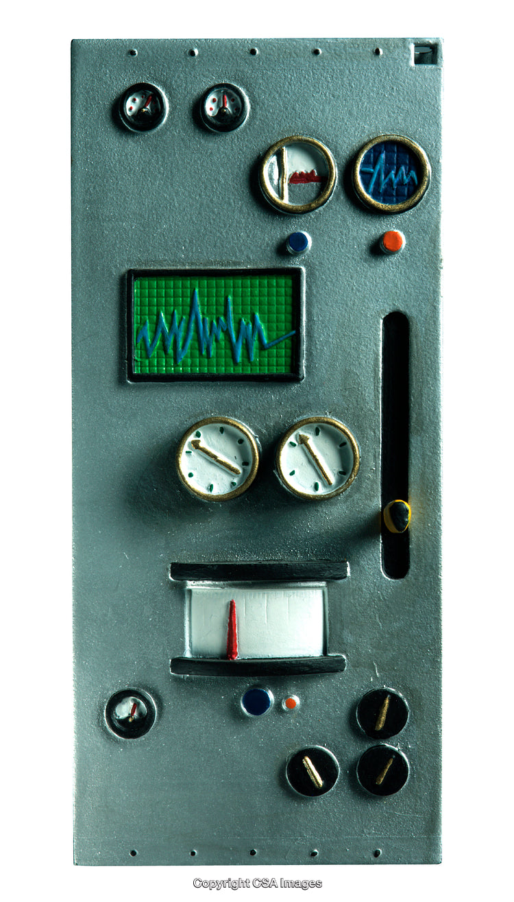 Vintage Toy Control Panel with Dials and Graphs