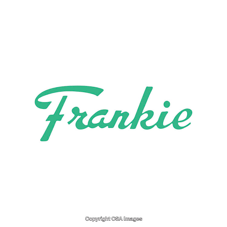 Green Scripted Word 'Frankie' Displayed on a White Background