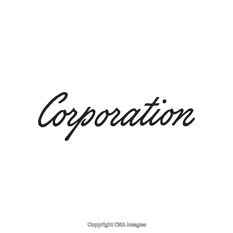 Black Script Font Style Depicting the Word Corporation on White Background