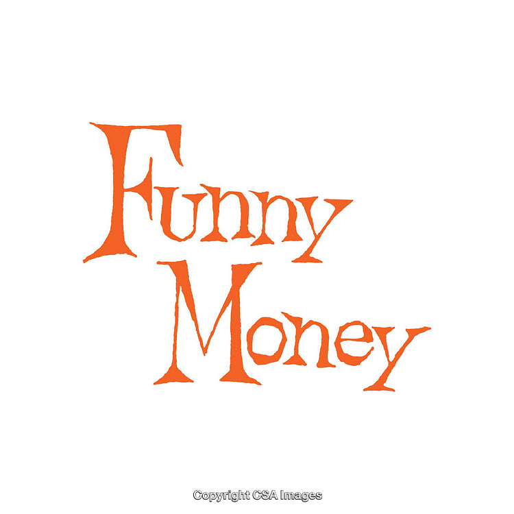 Playful Illustration Featuring the Phrase Funny Money in Artistic Orange Font