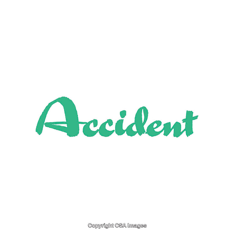 Green Brushstroke Text Illustration of the Word Accident on White Background