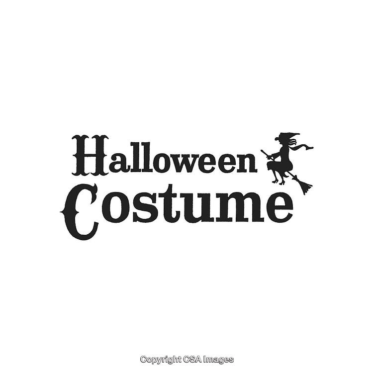 Halloween Costume Typography with Witch Silhouette on a Flying Broom
