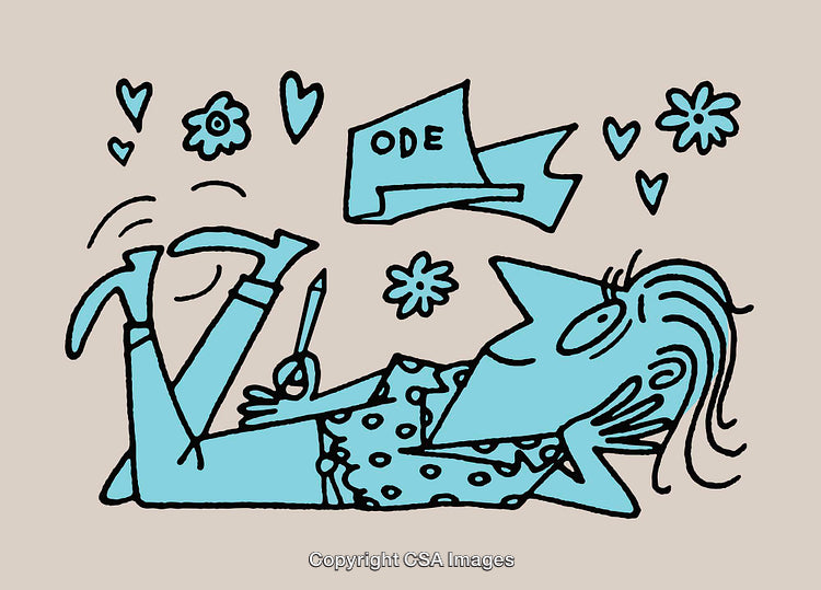 Playful Colorful Line Art of Relaxed Character with Creative Elements