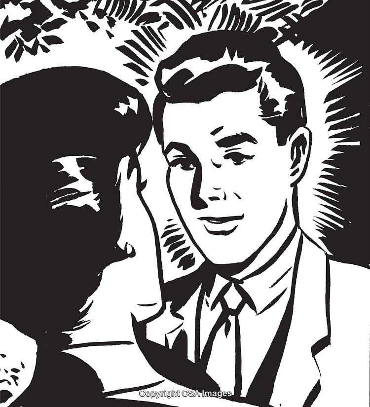 Retro Illustration of a Smiling Gentleman Greeting a Woman in Classic Style