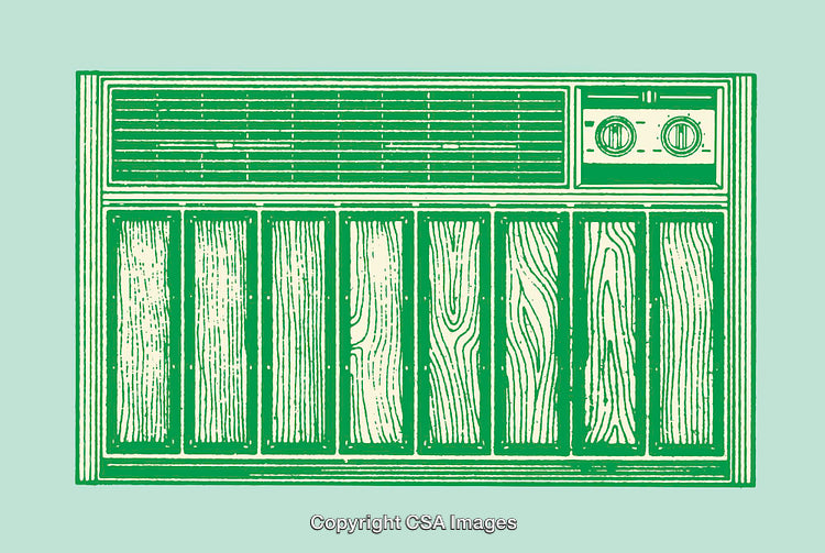 Vintage Style Illustration of a Retro Air Conditioner Design in Green