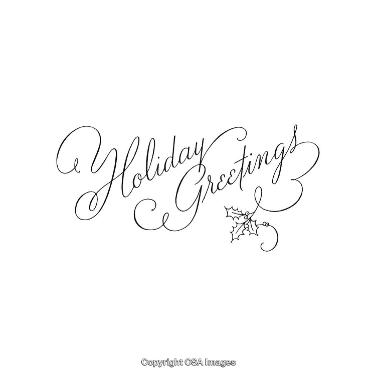 Elegant Holiday Greetings Text With Decorative Font and Holly Element Design