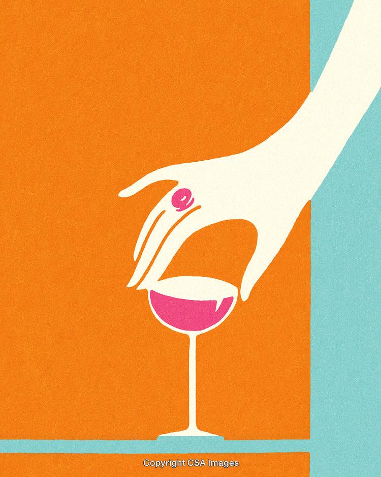 Minimalistic Illustration of Hand Holding Wine Glass With Vibrant Colors