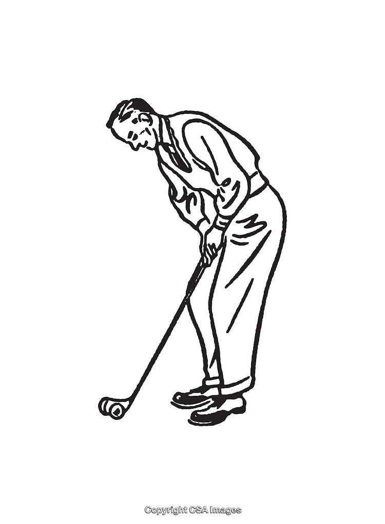 Black And White Line Art of a Man Playing Golf