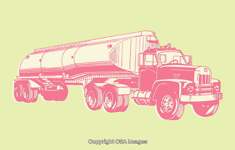Vintage Oil Tanker Truck Illustration in Retro Color Palette