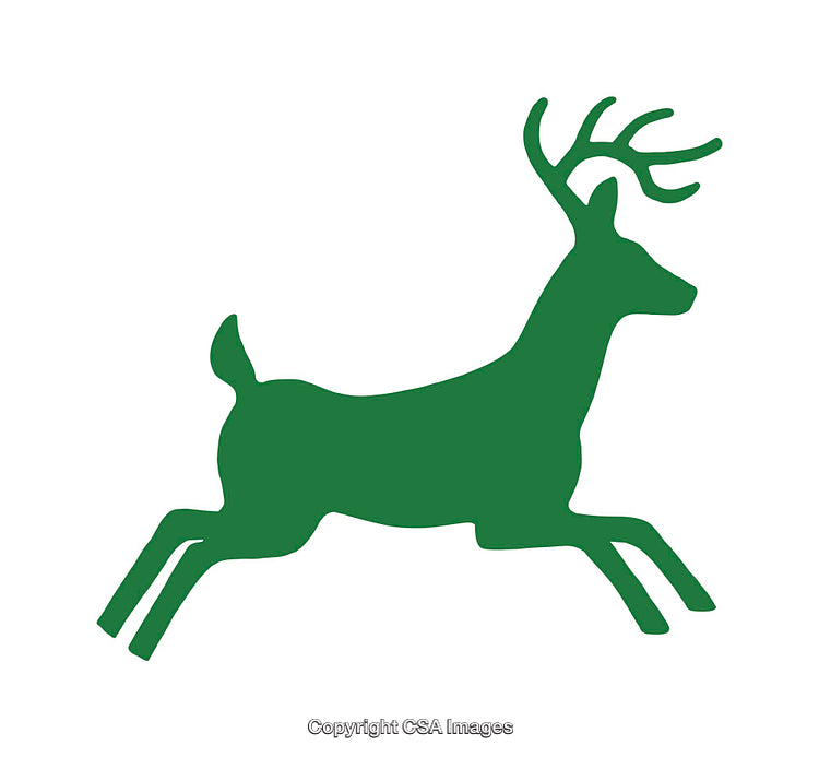 Green Reindeer Silhouette Icon on a White Background