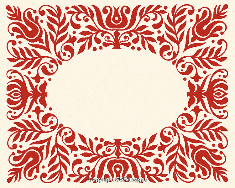Elegant Red Floral Border with Decorative Empty Center