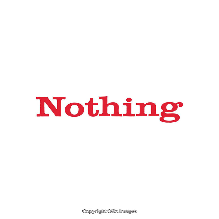 Minimalist Design Featuring the Word Nothing in Bold Red Letters on White