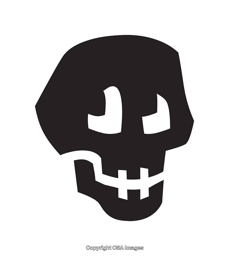 Minimalist Black and White Skull Icon With Abstract Design