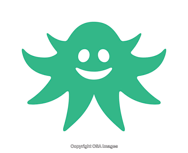 Simple Green Smiling Octopus Icon with Minimalistic Design