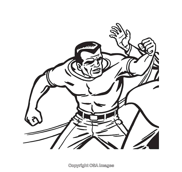Dynamic Black and White Line Art of a Dramatic Action Scene