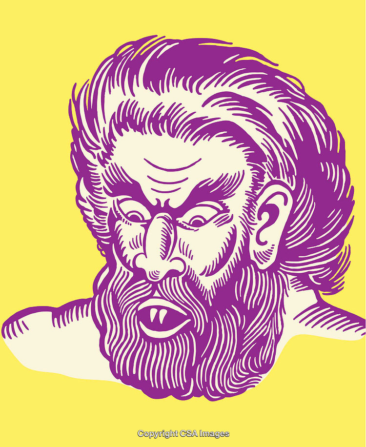 Bold Line Art Illustration of a Fierce Mythical Character