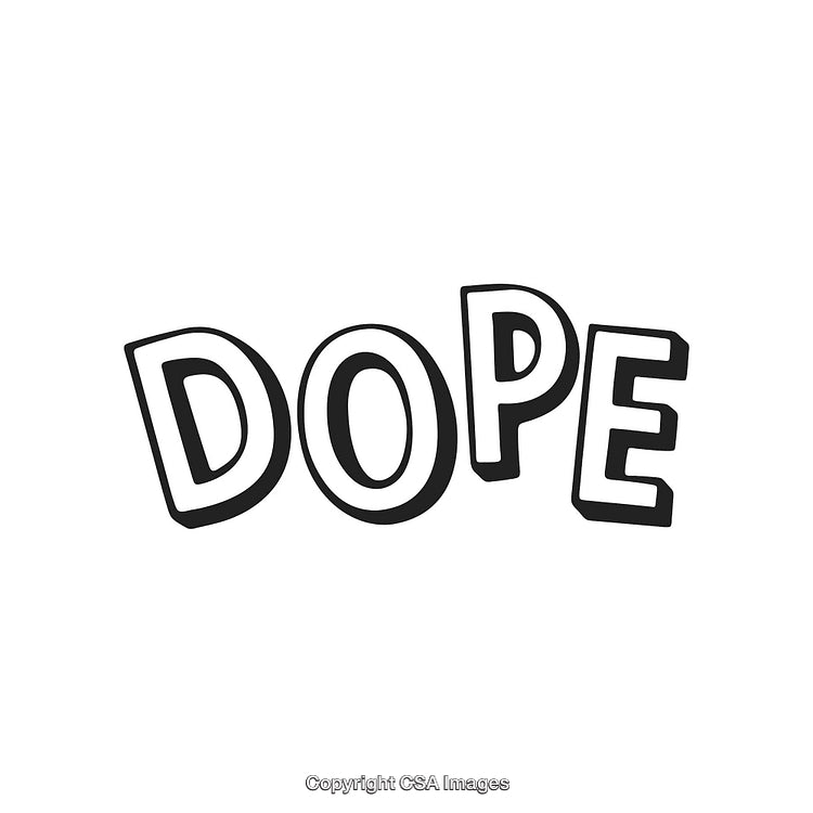 Bold Comic Style Text Graphic With 'Dope' in Black and White