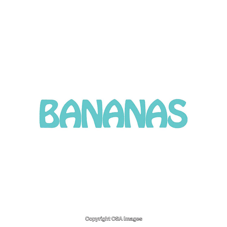 Blue Typography 'Bananas' on White Background With Bold Font Display